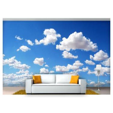 Imagem de Papel De Parede Céu Azul Nuvens Brancas 3D Nsk82 - Você Decora