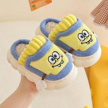 Imagem de Bolsa Infantil Bob Esponja Com Chinelos De Algodão Antiderrapante Para