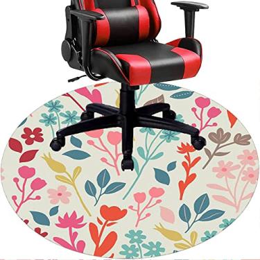 Imagem de Tapete de cadeira de escritório com flores, textura de flor, tapete de cadeira de mesa para piso de madeira de escritório em casa, protetor de piso de pilha baixa, redondo 78,7 cm