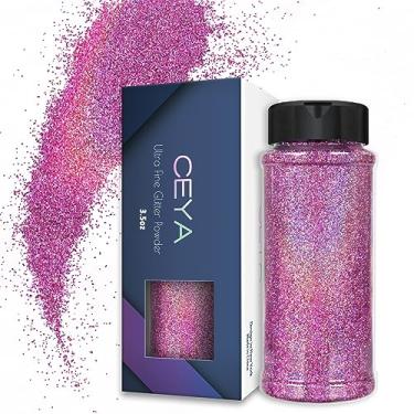 Imagem de Ceya 100 g de glitter ultrafino em pó com glitter holográfico rosa 1/128" 0,2 mm para geleca resina epóxi artesanal, joias, arte de unhas, festival, maquiagem, scrapbook, pintura de cartões de casamento