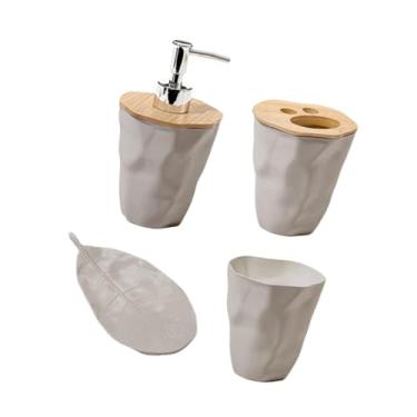 Imagem de IEUDNS Conjunto de acessórios para banheiro, conjunto prático de banheiro de hotel, decoração de fazenda, 4 peças para penteadeiras, amigos, apartamento, Cinza Claro