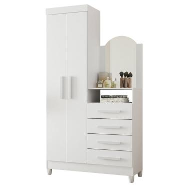 Imagem de Guarda Roupa Cômoda com Espelho 103cm Maite A02 Azul/Rosa/Titanium - Mpozenato