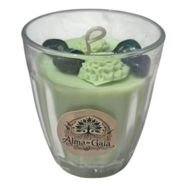 Imagem de Vela Aromática Essência De Citronela - Pedras Polidas Verdes - Alma de