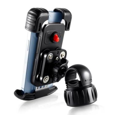 Imagem de JUSTTOP Suporte de celular para motocicleta com amortecedor de vibração e braçadeira de guidão atualizada, suporte de celular de bicicleta e bicicleta, para iPhone 16 15 14 13 Pro Max Plus, 4,7 a 7