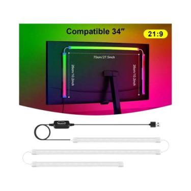 Imagem de Fita LED RGBIC 5V USB Luz Ambiente Para Monitor De 24 27 32 34 49 Pole