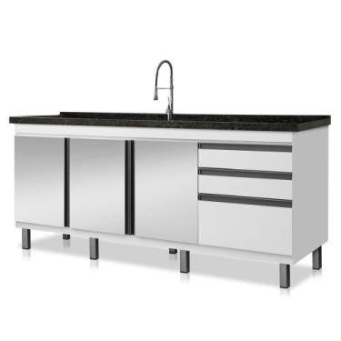 Imagem de Gabinete de Cozinha Espelhado Vitória para Pia de 1,74 m - Boatto Móve