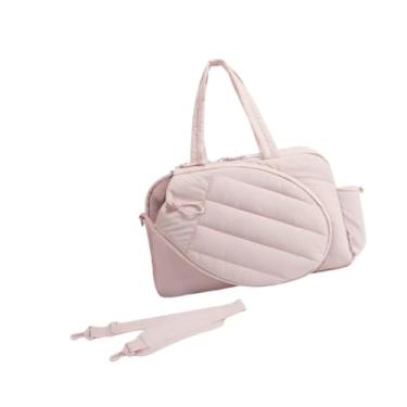 Imagem de YIJU Bolsa de academia de tênis para mulheres, suporte para raquetes, resistente à água, comporta 2 raquetes, bolsa feminina para pernoite e fim de semana, Rosa