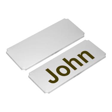 Imagem de PATIKIL Placa de nome de metal gravada a laser de aço inoxidável de 15 x 6 cm, pacote com 10 placas em branco personalizadas para impressão a laser DIY, canto entalhado, prata