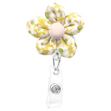 Imagem de Carretel de crachá de flor, clipe retrátil, carretéis florais fofos para crachá decorativo, margarida, clipe de identificação para enfermeiras, assistentes médicas, hospitais, mulheres - margarida