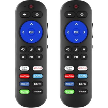 Imagem de (Pacote com 2) controle remoto de substituição compatível com controle remoto Roku TV, universal para Hisense/Onn/TCL/Element/Sharp/Hitachi/LG/Sanyo/JVC/Magnavox/RCA/Philips/Westinghouse Roku Smart TV