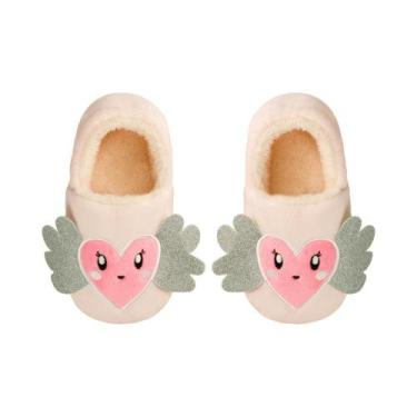 Imagem de Pantufa Infantil Antiderrapante Pelúcia Coração Pimpolho, 32/33