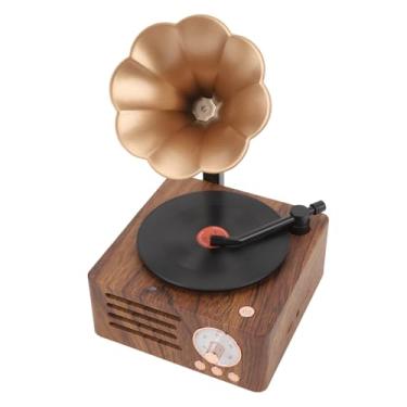 Imagem de Fafeicy Alto -falante Vintage Bluetooth Com Plataforma Giratória Rotativa 5W Saída de Madeira Retro Record Player Player Portátil Orador Sem Fio para Decoração de Escritório Em Casa