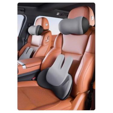 Imagem de Xiamenzcx Conjunto de almofada de assento de carro de coelho fofo - almofada de apoio lombar e travesseiro de pescoço para mulheres motoristas, conforto ergonômico nas costas para viagens longas