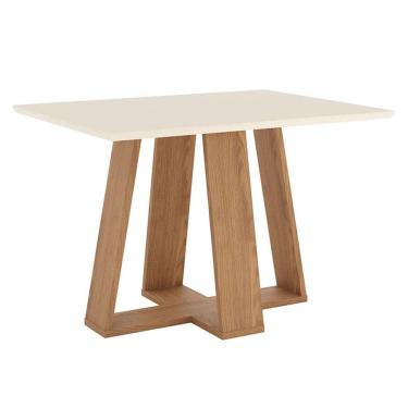 Imagem de Mesa de Jantar Lins 120 cm Canto Reto sem Vidro Nature Off White - Henn