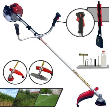 Imagem de Roçadeira Multifunções Kawashima BCJ620-L Motor 2 Tempos 62cc 10.000rpm 3HP de Potência Cortador de Grama Com Cabeçote de Nylon + Lâmina 2 Pontas