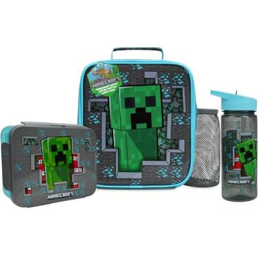 Imagem de Get Trend Minecraft Lunch Bag, Lunch Box, Water Bottle for Kids 3 Piece Set Bento Box, Insulated Snack Container, Creeper Gifts for Kids (Multi Minecraft)