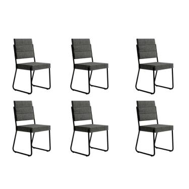 Imagem de Cadeira Sala De Jantar 1736 Kit 6 Uni Preto-grafite - Preto - Carraro