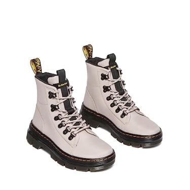 Imagem de Dr. Martens Botas femininas Combat Poly Casual Combat, Sarja de poliéster cinza-acastanhado vintage, 38