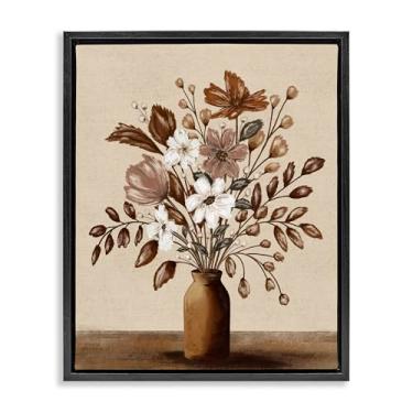 Imagem de Stupell Industries Vaso de flor Mocha preto emoldurado com tela flutuante design de arte de parede por Kristen Dalpiaz, 21 x 17