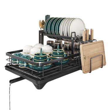 Imagem de Rrlihjgu Escorredor de Pratos,Organizador de Cozinha Com 2 Níveis e Suporte Para Utensílios | Organizador De Utensílios E Copos Para Balcão De Cozinha