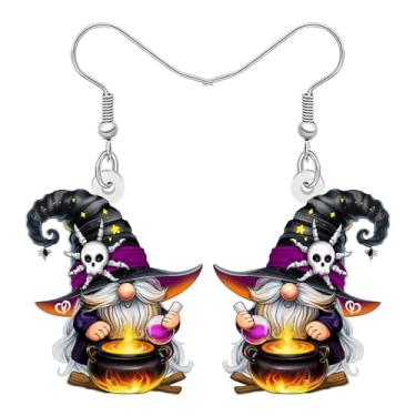 Imagem de DALANE Novidade Gnomos Mágicos de Bruxa Brincos Pendentes de Acrílico, Caldeirão e Vassoura, Fantasias de Férias Punk Assustadoras Exclusivas, Joias Bruxas, Presentes Góticos de Halloween para