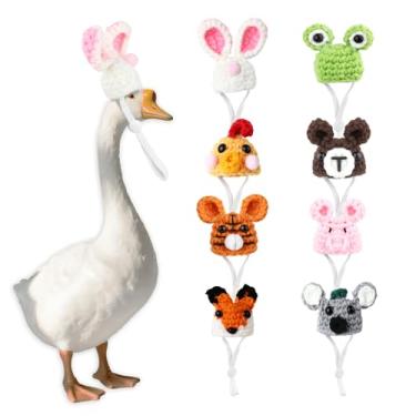 Imagem de SXoonKing 8 peças de mini chapéus para roupas de ganso de mesa de 18 cm, mini chapéu de ganso de varanda com alça ajustável para chaveiro de estátua