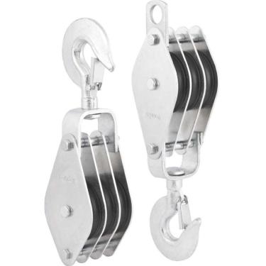 Imagem de Moitão Cadernal 1200kg 3 Roldanas 80x16mm Com 2 Peças Vonder