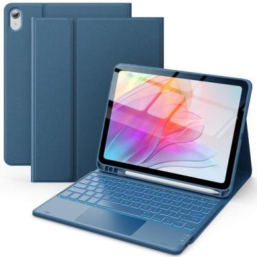 Imagem de Capa com teclado CHESONA para iPad de 10ª geração 10,9", aço, azul
