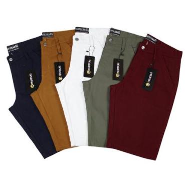 Imagem de Kit 5 Bermuda Brim Lisa Masculina Sarja Premium Atacado Revenda - Toot