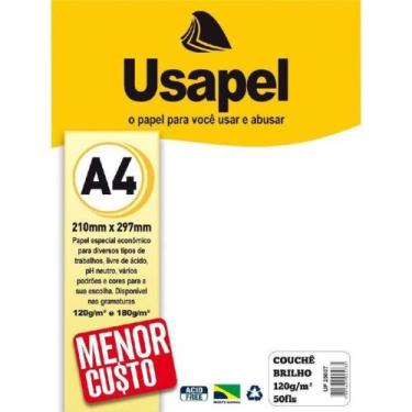 Imagem de Papel Usapel Couche Brilho Branco 120g A4 - 50 Folhas - Filipaper