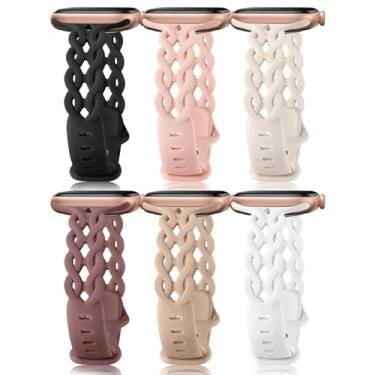 Imagem de Lenrao Pulseiras femininas de silicone compatíveis com Apple Watch de 38 mm, 40 mm, 42 mm e 41 mm, pulseiras femininas para iWatch séries 10/9/8/7/6/5/4/3/2/1 SE Ultra