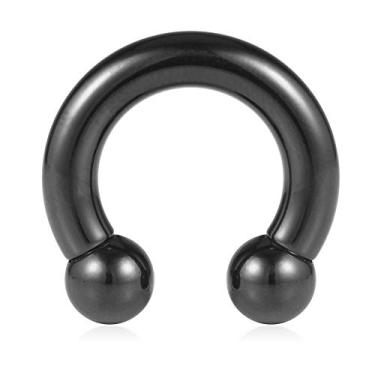 Imagem de Vcmart PA Ring-Internally Threaded Black Circular Barbells Horseshoe 00G-0G-2G-4G-8G-10G-12G 12mm/16mm/19mm 316L Cirúrgico Aço Pierced Body Jewelry Vendido individualmente