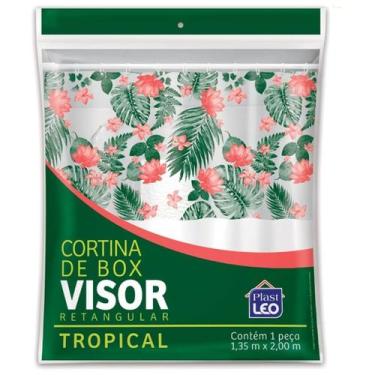 Imagem de Cortina de Box para Banheiro Vinil Com Visor Retangular 1,35x2m Estamp