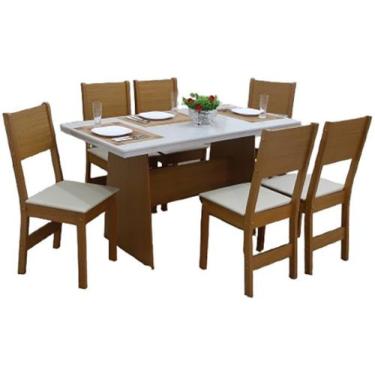 Imagem de Mesa de Jantar com 6 Cadeiras Retangular Cinamomo/Off White Destak Móv