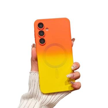 Imagem de Doowear Capa magnética compatível com Galaxy A55 5G [suporta carregador Magsafe] protetor de lente de câmera sem fio gradiente à prova de choque capa de telefone de borracha de silicone para Samsung