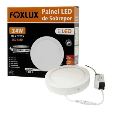 Imagem de Painel Led 29,5x29,5 Redondo Branco Sobrepor 24w 6500k Foxlux