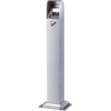 Imagem de Cinzeiro De Chão Cinzeiros De Piso De Aço Inoxidável Com Balde Interno Lata De Lixo Bins Cinzeiros Verticais De Pátio Externo Para Cigarros, Chrome, 9.46 * 9.46 * 43.34inchs