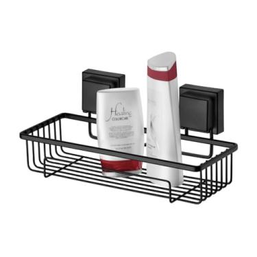 Imagem de PRATELEIRA BANHEIRO SUPORTE SHAMPOO VENTOSA PRETO FOSCO FUTURE 8050PT
