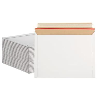 Imagem de FVIEXE Pacote com 100 envelopes rígidos de 30 x 24 cm, envelopes de papelão autoselados para documentos, fotos, documentos, documentos, arquivos, branco