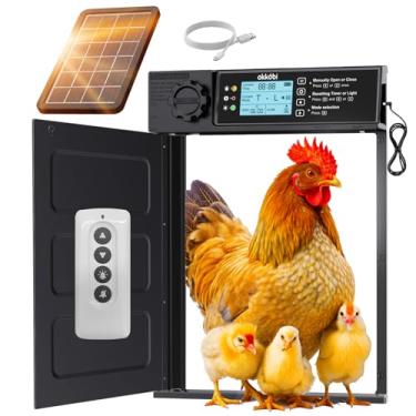 Imagem de Okköbi Porta automática para galinheiro PRO - Sensor de luz e temporizador - Função anti-beliscar - Abertura ampla - Novo modelo - Alimentado por energia solar com visor LCD - 5 anos de proteção