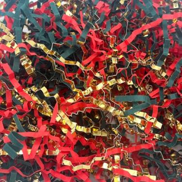 Imagem de ULIVE 450 g de papel desfiado enrugado para embrulho de presente, enchimento de cestas de caixas, aniversários, sacos de caixas, Natal, enchimento de cesta, aniversários