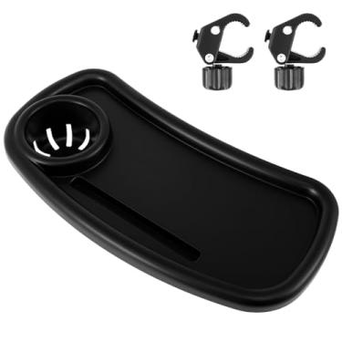 Imagem de HSHGZSR Bandeja de lanche para carrinho de bebê universal removível com suporte de copo suporte de armazenamento reutilizável com fivela ajustável e ganchos para carrinhos de bebê (prato, estilo B)