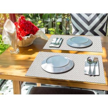 Imagem de Kit Jogo Americano Sousplat 100 Unidades Restaurantes Bar Hotel Mesa Posta Decoração - Trançado Palha Bege Retangular