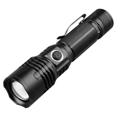 Imagem de Lanterna Tática T9 Militar Super Potente Led Recarregável USB com Zoom Longo Alcance para Trilhas Sitio Fazenda Vigilante