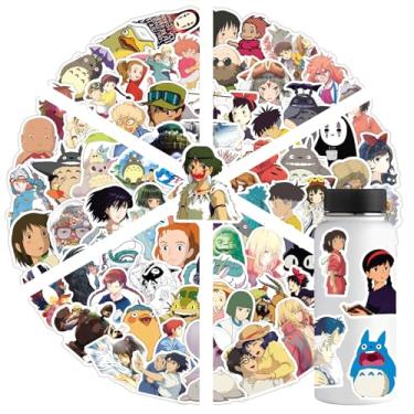 Imagem de 100 peças de adesivos de mangá Hayao Miyazaki pacote misto, adesivos de personagens de desenhos animados, adesivos decorativos de filmes para crianças, adolescentes e adultos, adesivos à prova d'água