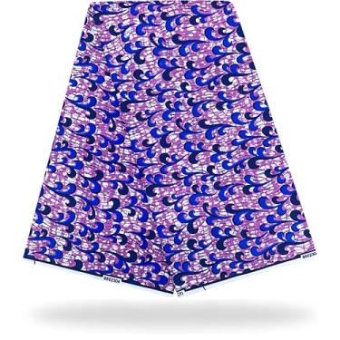 Imagem de Shenbolen Tecido de cera de impressão africana Kente pano Ankara 100% poliéster (3 jardas, R)