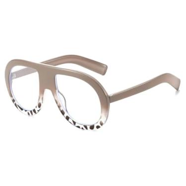 Imagem de Óculos de sol femininos da moda, armação transparente, óculos de grau, armação masculina, óculos de computador (cáqui, leopardo, transparente)
