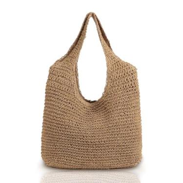 Imagem de Bolsa de Praia Feminina Grande de Palha com Forro, Saco Estilo Verão para Piscina, Praia e Viagem, Alças Resistentes, Leve e Espaçosa, Ideal para Looks Casuais e Passeios de Férias