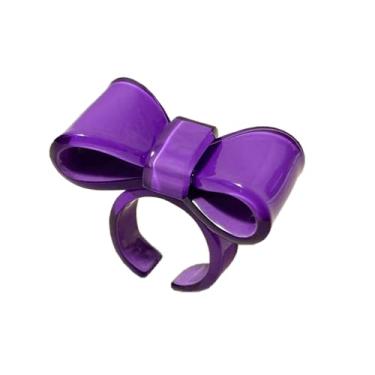 Imagem de ChungLong0593 Anel de declaração de arco xadrez colorido anel aberto de acrílico para mulheres joias modernas e modernas presente, Resina, Sem pedra preciosa