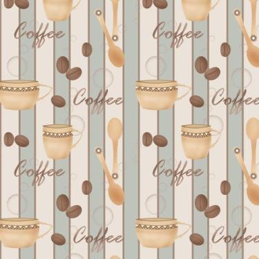 Imagem de Papel De Parede Cozinha Coffe ListradoAdesivo Decorativo 3M - Artetik 